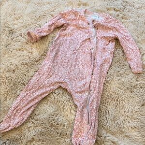 Nordstrom Baby Pink Floral Kids Button Footie